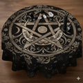 Pentakulum-hold mintás kerek asztalterítő oltár terítő rituálékhoz is. WhiteAngel Shop