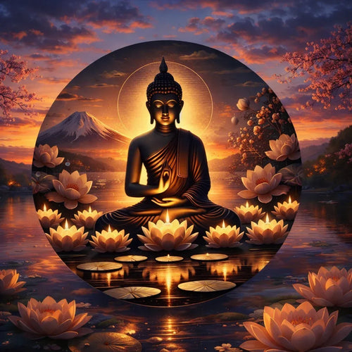 Buddha fém falidísz lótuszvirágokkal 20 cm | WhiteAngel Spiritual