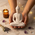 Kőből készült Buddha szobor, gyönyörű kiegészítője a szenélynek, lakásnak WhiteAngel Spiritual