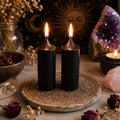 Fekete mini rituális gyertyák spirituális környezetben