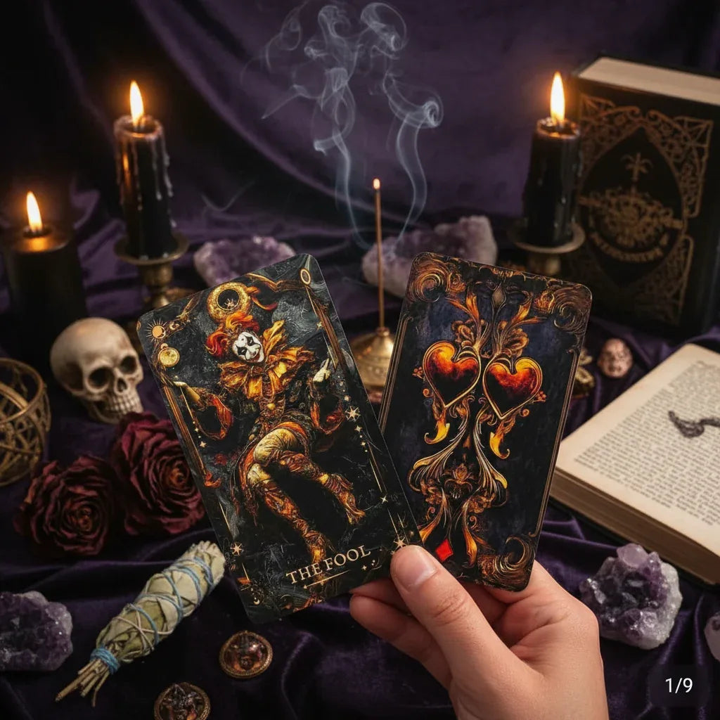 Lifestyle termékfotó - The Arcane Tarot kártyák háttérrel