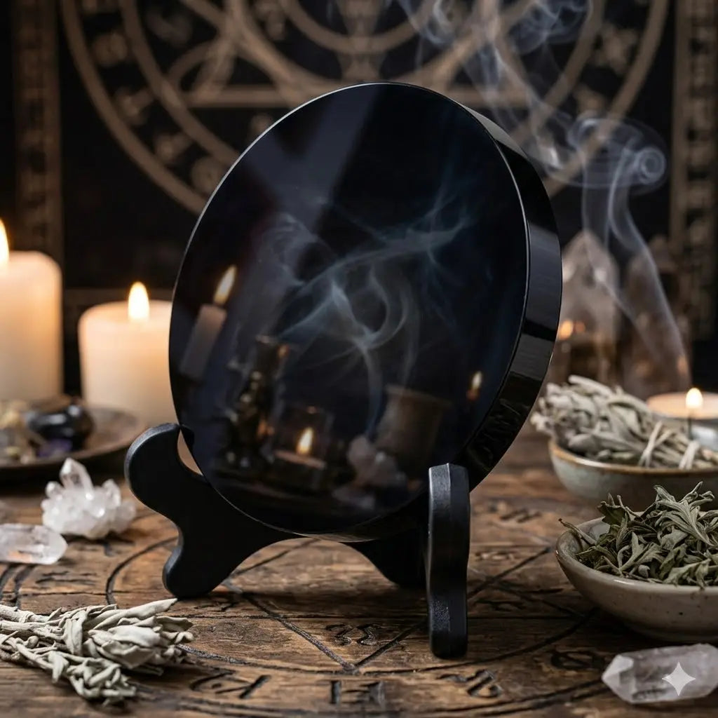 Fekete obszidián tükör a tisztánlátásért, és védelemért. Ajánlott árnyékmunkához,rituálékhoz,meditációkhoz. WhiteAngel Spiritual
