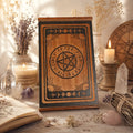 Prntagramm motívumos gravírozott tarot tároló fa doboz